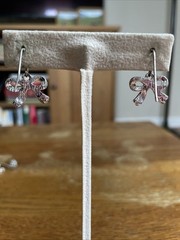 Vintage 90s Silver KC Kenneth Cole Bow Rhinestone Christmas Hanging Earrings