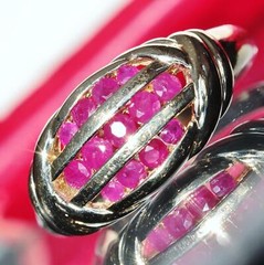 14k yellow gold ring 1.00ct natural treated ruby size 8 swirl band vintage 4.6g