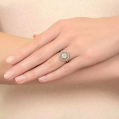 Art Deco Style Lab Created Diamond Engagement Wedding 14K White Gold Finish Ring