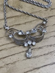 Vintage Lind Gal Sterling Silver 925 Signed Art Deco Necklace Signed LG 15”