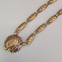 Vintage Kramer of NY Necklace Book Chain Victorian Revival Gold Tone SHORT 14″