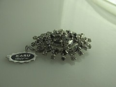 Vtg Karu Arke White Rhinestone Brooch Large White Ice Star Burst Atomic