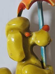 Vintage LISNER Poodle Dog Holding Umbrella Brooch Pin Enamel MCM Figural