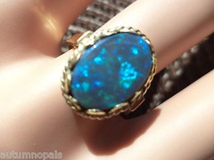 7 1/4 Vintage 14k APPROX 14×10 AUSTRALIA BLACK OPAL Ring