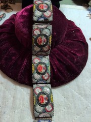 Vintage italian micro mosaic link bracelet 7 1/2 Inches X 7/8 Inch