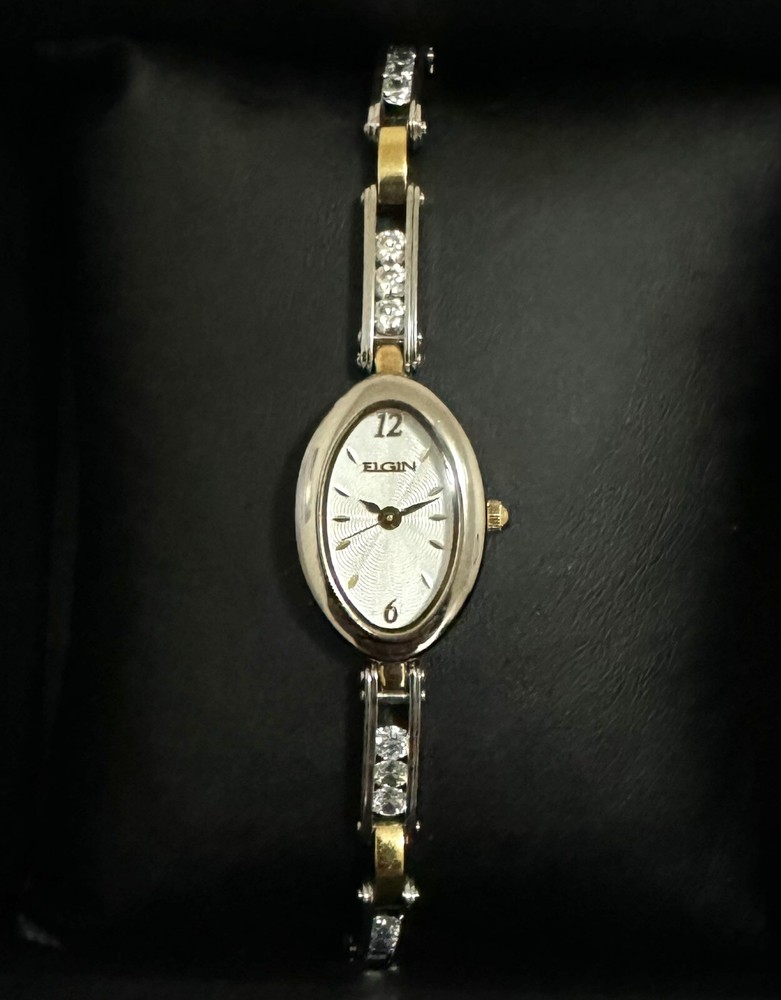 Vintage Elgin Thin Bracelet With 12 Stones Luxury Women’s Watch.