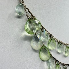Light Green Faceted Teardrop Crystal Choker Layered Necklace Statement Jewelry