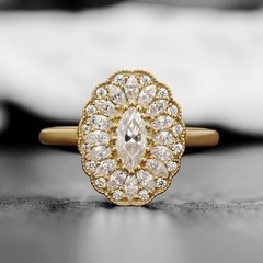 Vintage & Antique 0.35 Ct Marquise Cut Moissanite Stone Anniversary Mosaic Ring