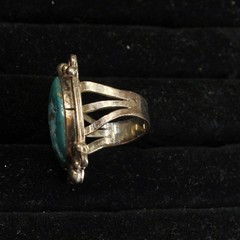 Lot of 5 Vintage Silver Turquoise Rings Size 5-5.5