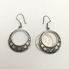 Vintage Sterling Silver Floral Hook Dangle Earrings Marked CM-10 925 Mex 12g #61