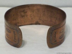 Southwestern Cuff Bracelet Thunderbird Tribal Story Iconography Copper Metal Vtg