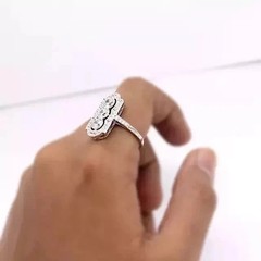 4Ct Art Deco Vintage Style Lab Created Diamond Engagement 14K White Gold FN Ring