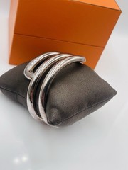 Hermes Paris Vintage French Sterling Silver Sleek Modern Cuff Bracelet