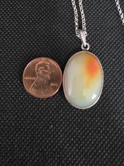 Vintage Natural Carnelian Agate Pendant Necklace 925 Sterling Silver 18 Rolo