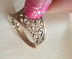 Vtg Signed Mark Anthony Open Work Heart Design Size 8 Sterling Silver Band Ring