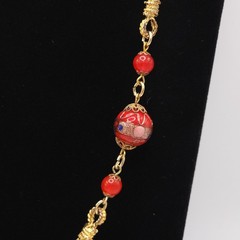 Rare Venetian Wedding Cake Bead Necklace Red Murano Glass Vintage 33in