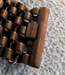 RENOIR COPPER WIDE MODERNIST BASKET WEAVE CUFF BRACELET SIGNED
