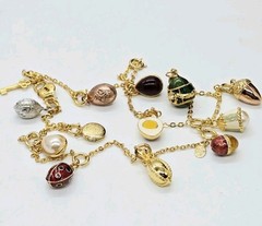 Joan Rivers Faberge Egg Necklace Collection 13 Different Vintage Charms 29 in