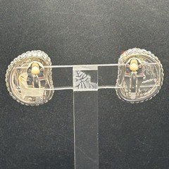Vintage 80s 90s Rhinestone Clip On Earrings Silver Tone Clear Pave NOS