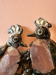 VTG 40’s Pot Metal Jelly Belly Enamel Love Birds Brooch Figural Art Nouveau