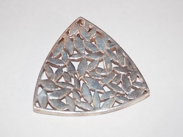 British Hallmarked Sterling Silver Slide Pendant Open Triangle Leaves 11g 9g 28