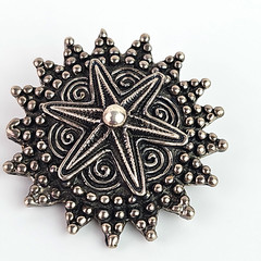 Vintage Mexico Sterling Silver 925 Starburst Brooch Pin Oxidized Artisan 1.25 in