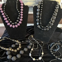 Lot 1950s 1960s Necklaces Black Bubble Style Costume Jewelry