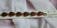 Thermoset Leaf Motif Bracelet Necklace Earrings Set Gold Tone