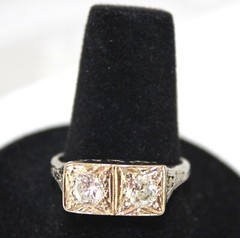 Antique BELAIS 10K DIAMOND ENGAGEMENT RING White Gold .66 Ct. Sz. 8.5 ~ GIA APP.