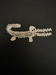 TC Signed Enamel Anthropomorphic Alligator Brooch Pin Silver Cute Character 80’s