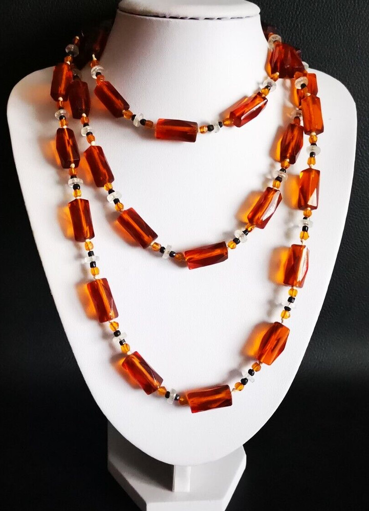 VINTAGE CZECH GLASS HUGE BEAD 56 IN LONG NECKLACE