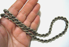 Vintage 70s Sterling Silver Rope Chain Men’s Woman’s Necklace 7mm Wide 20″ Long