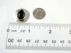 Unmarked Sterling Silver Black Onyx Teardrop Cabochon Pendant or Charm 3.1g
