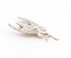925 Sterling Silver Vintage Pendant Etched Winged Fairy Angel Figurine PT26295