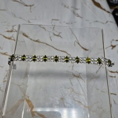 VINTAGE B. DAVID GREEN MARQUIS & ROUND RHINESTONE BRACELET 6.5″