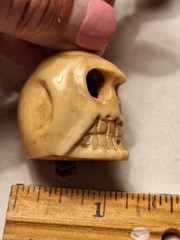 VINTAGE CLOISONNE BONE SKULL ASIAN LOVE KNOT PROTECTION TALISMAN AMULET NECKLACE