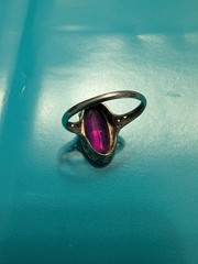 Vintage 18k white gold Art Deco Synthetic Ruby ring 1920s-30s size:6.25