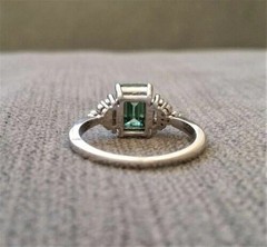 Mint Green 2 Ct Lab Created Emerald Gothic Engagement & Wedding 925 Silver Ring
