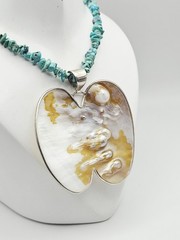 Jay King Desert Rose Trading Sterling Silver Blistered Pearl Turquoise Necklace