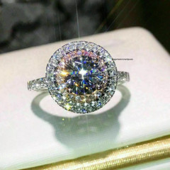 3.00Ct Lab-Created Diamond Wedding Engagement Double Ring 14K White Gold Plated