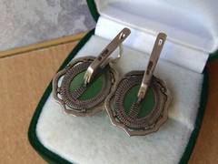 Beautiful Vintage earrings stone Nephritis SILVER 925 stamp Ukraine 11.9 Jade