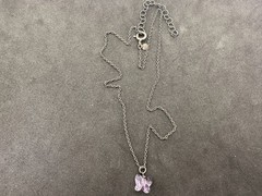 1.74g Vintage Sterling Silver 925 Butterfly Pink Necklace Adjustable 15 in M