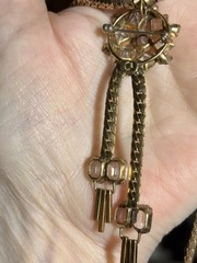 Vintage 1/20 12k GF Paste Rock Crystal Necklace 15 Inch 3.5 Inch Bottom Piece