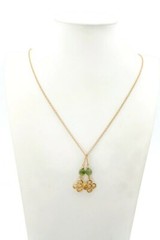 Vintage Lariat Necklace Gold Tone Faux Jade 34″