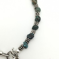 Silver Schark Handmade Sterling Silver & Turquoise Chunk Bead Bracelet 7” #25