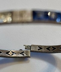 1930s Art Deco Channel Set Foiled Glass Sterling Silver Bracelet **FOR REPAIR**