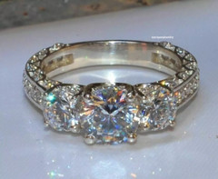 3Ct Round Cut Lab Created Diamond Anniversary Engagement 14K White Gold FN Ring