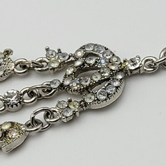 VCLM Aurora Borealis Crystal Chain Bracelet Silver-Tone Floral 8″ Lobster Clasp