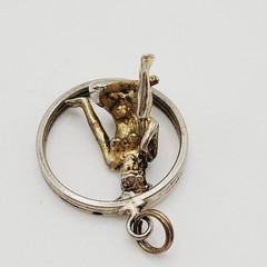 Modernist Woman Thinker Dimensional Figure in Circle Vintage Pendant Charm