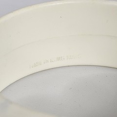 Vintage 80s Off White Bangle Bracelet Chunky Wide Band Costume Jewelry Hong Kong